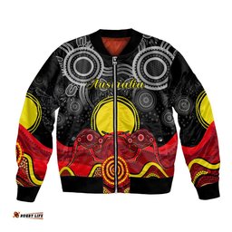 Custom Personalised Australian Indigenous Bomber Jacket Kangaroos Circle Aboriginal Art