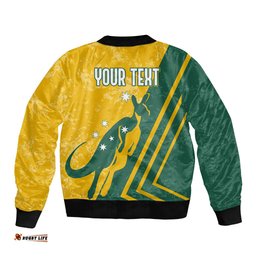 Personalised Australia Soccer Bomber Jacket Green & Gold Go Socceroos