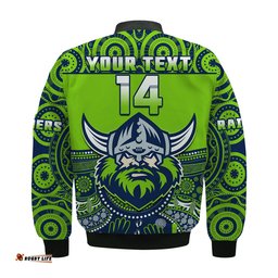 Custom Text And Number Raiders Rugby Bomber Jacket Aboriginal Pattern