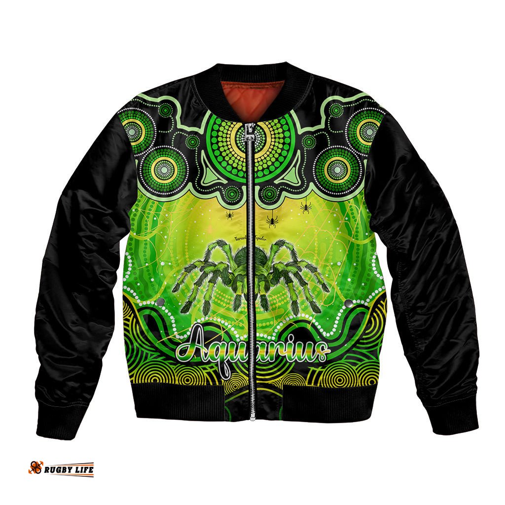 Personalised Australia Scorpio Tarantulas Spider Zodiac Bomber Jacket Auz Astrology Aboriginal - Green