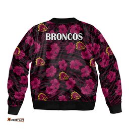 Broncos Rugby Bomber Jacket Polynesian Style With Hibiscus