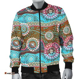 Bomber Jacket - Aboriginal Dot Painting Jacket Color Art - Men