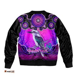 Personalised Australia Sagittarius Kookaburra Zodiac Bomber Jacket Auz Astrology Aboriginal - Magenta