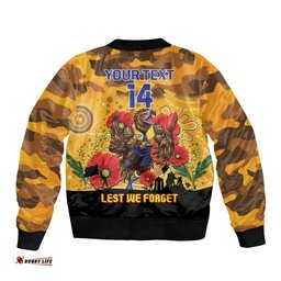 Custom Eagles Football ANZAC Bomber Jacket Gallipoli Camouflage With Poppies