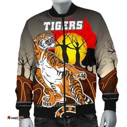 Custom Personalised Wests Tigers Men's Bomber Jacket Version Aboriginal Art