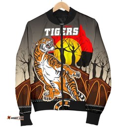 Custom Personalised Wests Tigers Men's Bomber Jacket Version Aboriginal Art
