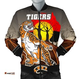 Custom Personalised Wests Tigers Men's Bomber Jacket Version Aboriginal Art