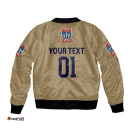 Custom Personalised Newcastle Jets Bomber Jacket Soccer Club Original Style - Gold