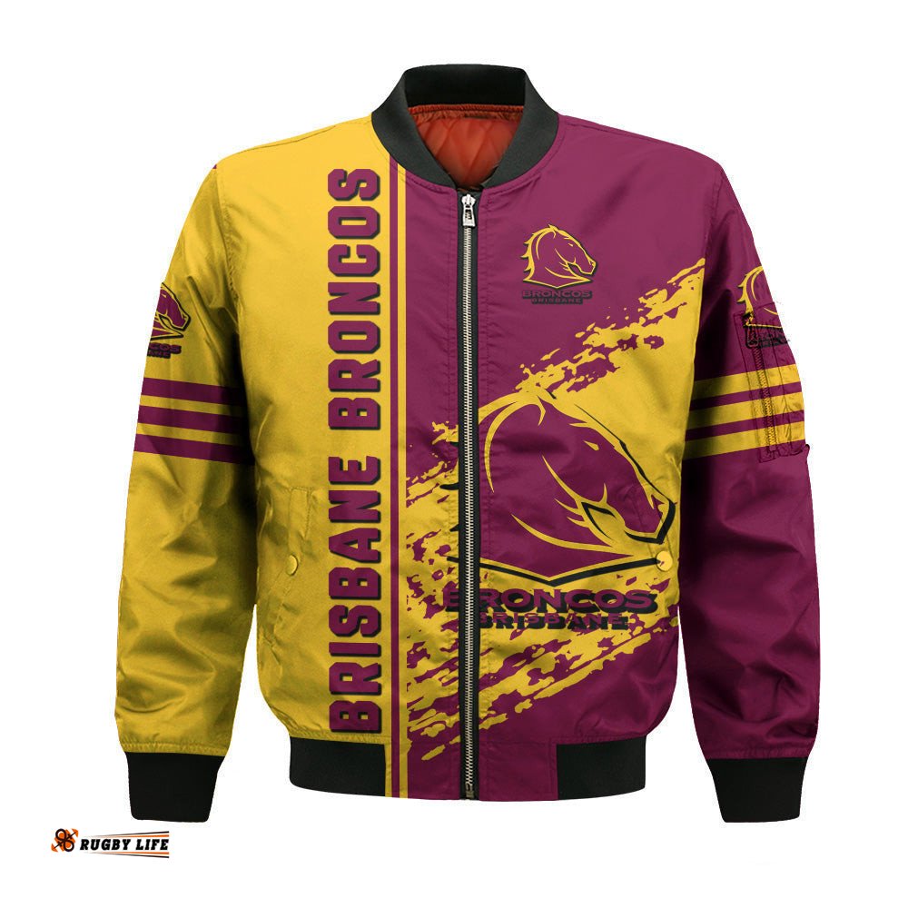 Brisbane Broncos Bomber Jacket Quarter Style - NRL