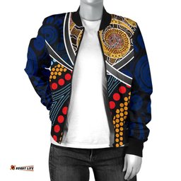 Aboriginal Bomber Jacket - Aboriginal Dot Panting Art With Snake