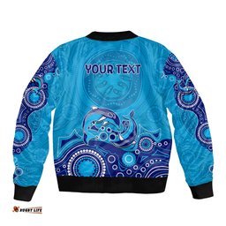 Australia Aboriginal Bomber Jacket Dolphin Light Blue