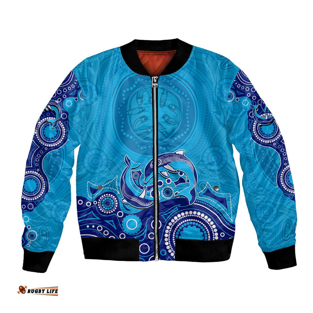 Australia Aboriginal Bomber Jacket Dolphin Light Blue