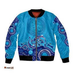 Australia Aboriginal Bomber Jacket Dolphin Light Blue