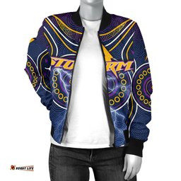 Melbourne Bomber Jacket For Women Lightning Storm Indigenous