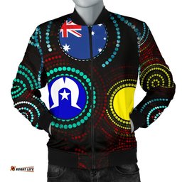 Men's Bomber Jackets - Aboriginal Dot Painting & Flag