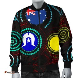 Men's Bomber Jackets - Aboriginal Dot Painting & Flag