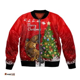 Personalised Australia Christmas Bomber Jacket Aussie Platypus Xmas Vibes