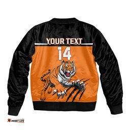 Personalised Wests Tigers Rugby Bomber Jacket Orange Simple Style