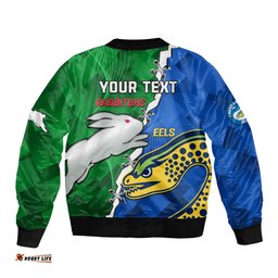 Custom Personalised Rabbitohs Mix Eels Rugby Bomber Jacket Souths And Parra Sporty Style