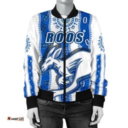 Melbourne Kangaroos Women Bomber Jacket Indigenous North - Roos White