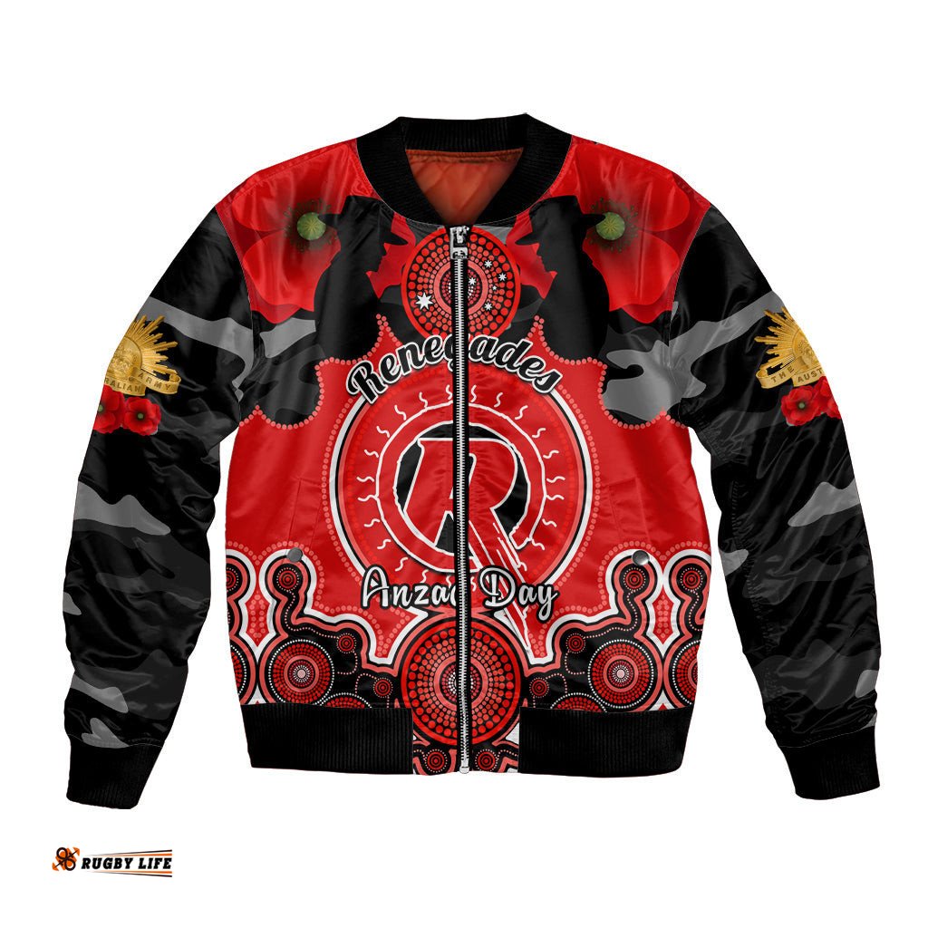 Melbourne Renegades ANZAC 2024 Bomber Jacket Lest We Forget Poppy Mix Camouflage