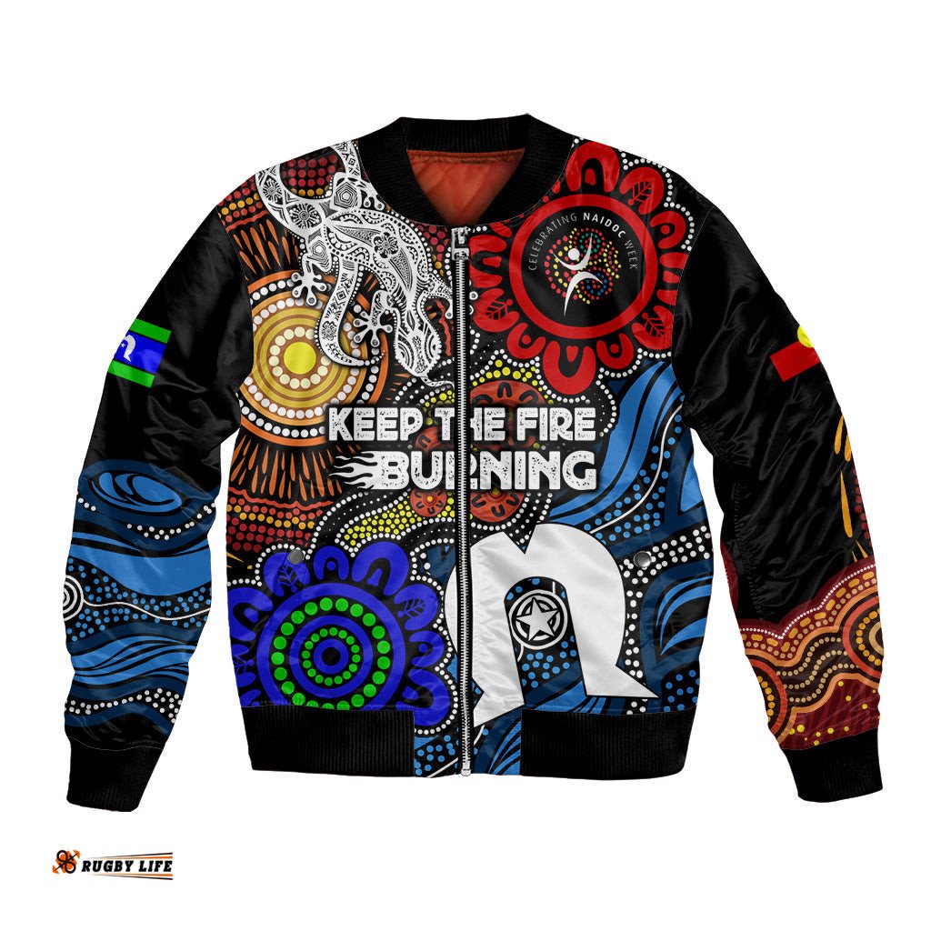 NAIDOC Week 2024 Indigenous Bomber Jacket Keep The Fire Burning