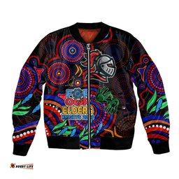 Custom Knights Rugby Aboriginal Art Bomber Jacket NAIDOC Indigenous Tribal
