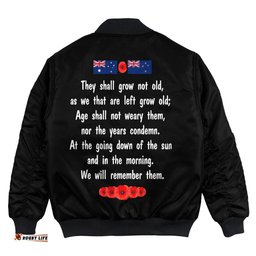 Anzac Day Remember Australia & New Zealand Purple Bomber Jacket