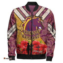 Broncos Rugby Bomber Jacket- Aboriginal And Anzac Day With Poppy Flower Patterns Bomber Jacket