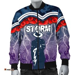 Melbourne Storm Men's Bomber Jacket Anzac Day Aboriginal