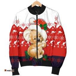 Christmas Bomber Jacket - Koala Jacket Kangaroo Symbol Snowflakes - Men