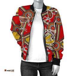Aboriginal Women's Bomber Jacket, Kangaroo Dot Painting Patterns