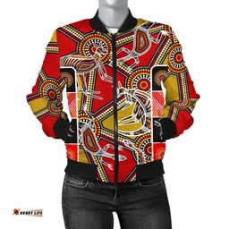 Aboriginal Women's Bomber Jacket, Kangaroo Dot Painting Patterns