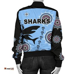 Cronulla Women's Bomber Jacket Sharks Simple Indigenous - Blue