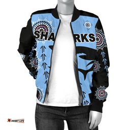 Cronulla Women's Bomber Jacket Sharks Simple Indigenous - Blue