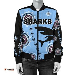 Cronulla Women's Bomber Jacket Sharks Simple Indigenous - Blue