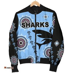 Cronulla Women's Bomber Jacket Sharks Simple Indigenous - Blue