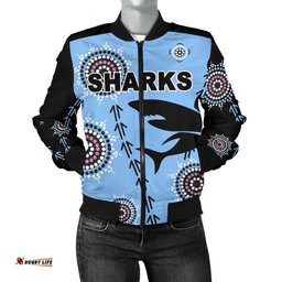Cronulla Women's Bomber Jacket Sharks Simple Indigenous - Blue