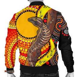 Men's Bomber Jacket - Australian Aboriginal Dot Painting Sun and Lizard
