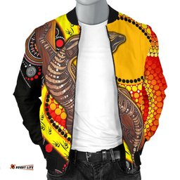 Men's Bomber Jacket - Australian Aboriginal Dot Painting Sun and Lizard