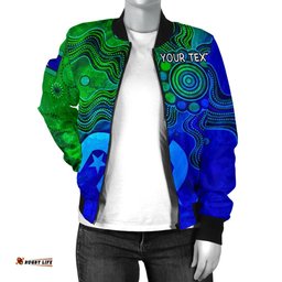 Custom Aboriginal Women's Bomber Jacket , Torres Strait Islands Flag