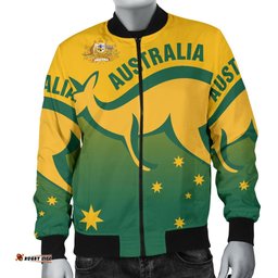 Bomber Jacket - Kangaroo Jacket Australian Coat Of Arms - Men
