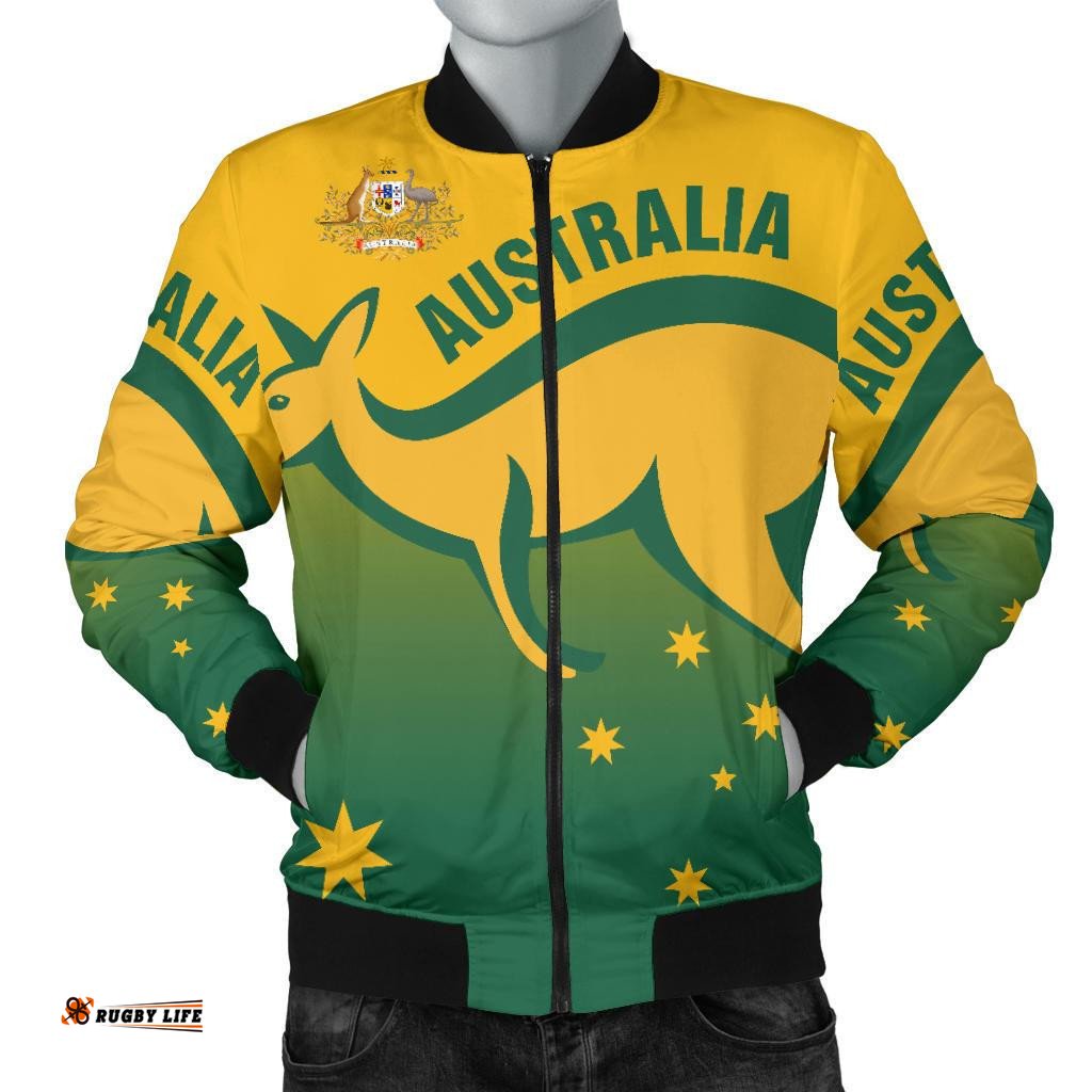 Bomber Jacket - Kangaroo Jacket Australian Coat Of Arms - Men