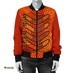 Aboriginal Personalised Women's Bomber Jacket - Aboriginal Boomerangs And Dot Circle