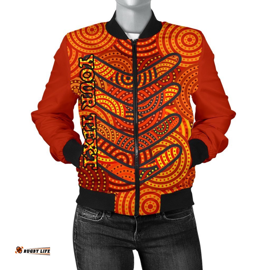 Aboriginal Personalised Women's Bomber Jacket - Aboriginal Boomerangs And Dot Circle