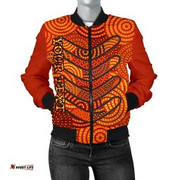 Aboriginal Personalised Women's Bomber Jacket - Aboriginal Boomerangs And Dot Circle