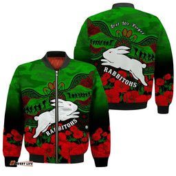 Rabbitohs Rugby ANZAC Bomber Jacket South Sydney Camouflage Poppy Aboriginal