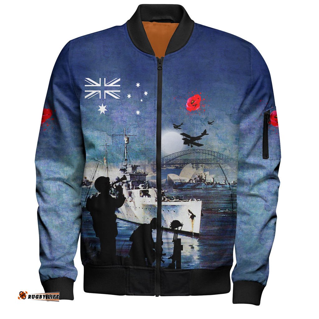 Australia Anzac Day Bomber Jacket - At The Going Down Of The Sun Bomber Jacket