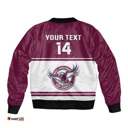 Personalised Sea Eagles Rugby Bomber Jacket Manly Warringah White Sporty Style