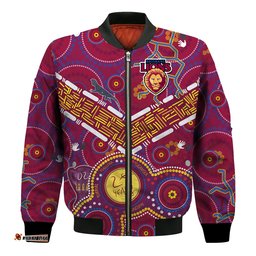 Custom Text And Number Brisbane Football Bomber Jacket Indigenous Pattern Go Lions Unique Version